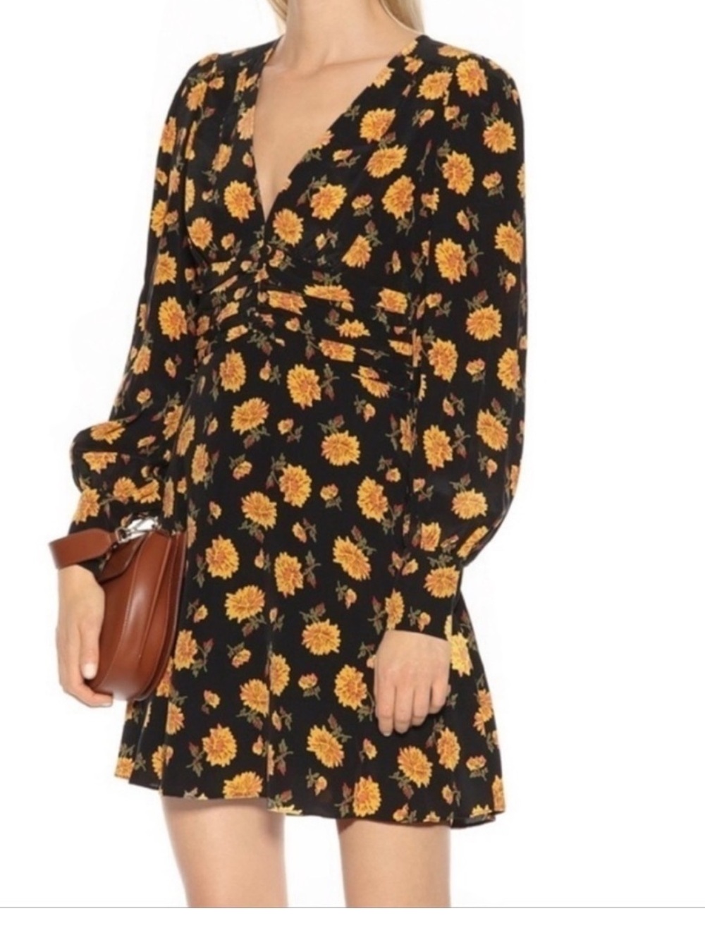 Veronica Beard Marion Blouson Floral 100% Silk Dress Silk crepe Shirred waist - Picture 15 of 15